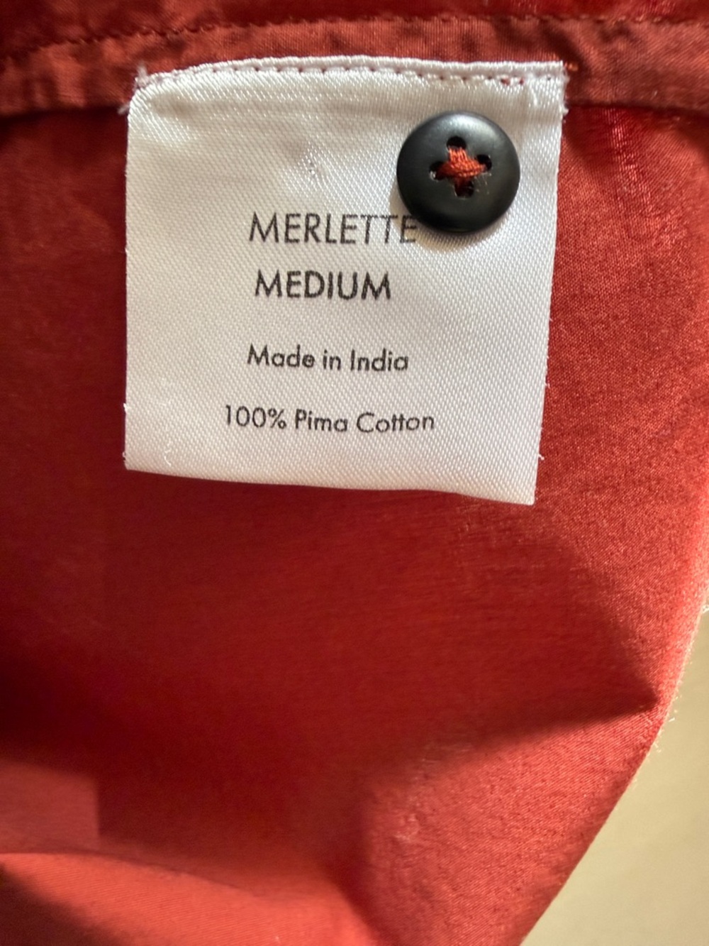 Merlette Dalen Top M Terracotta Pima Cotton Smocked Yoke Pleated Sleeve Blouse - Picture 5 of 9